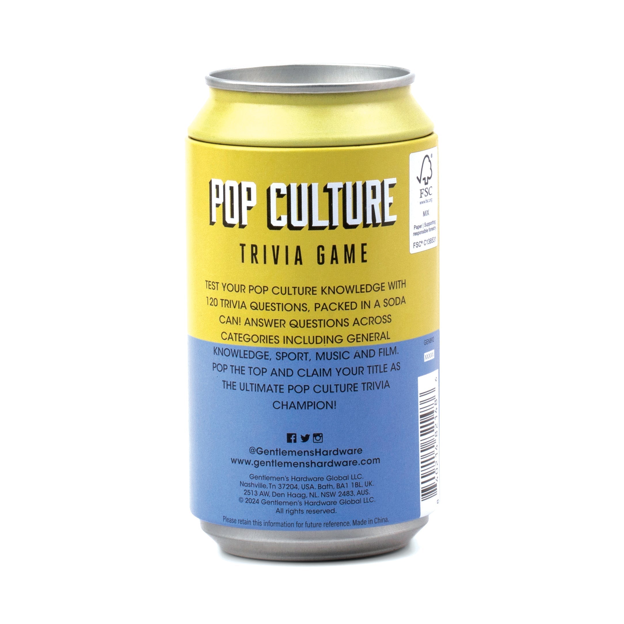 Pop Quiz in a Can von Gentlemen's Hardware