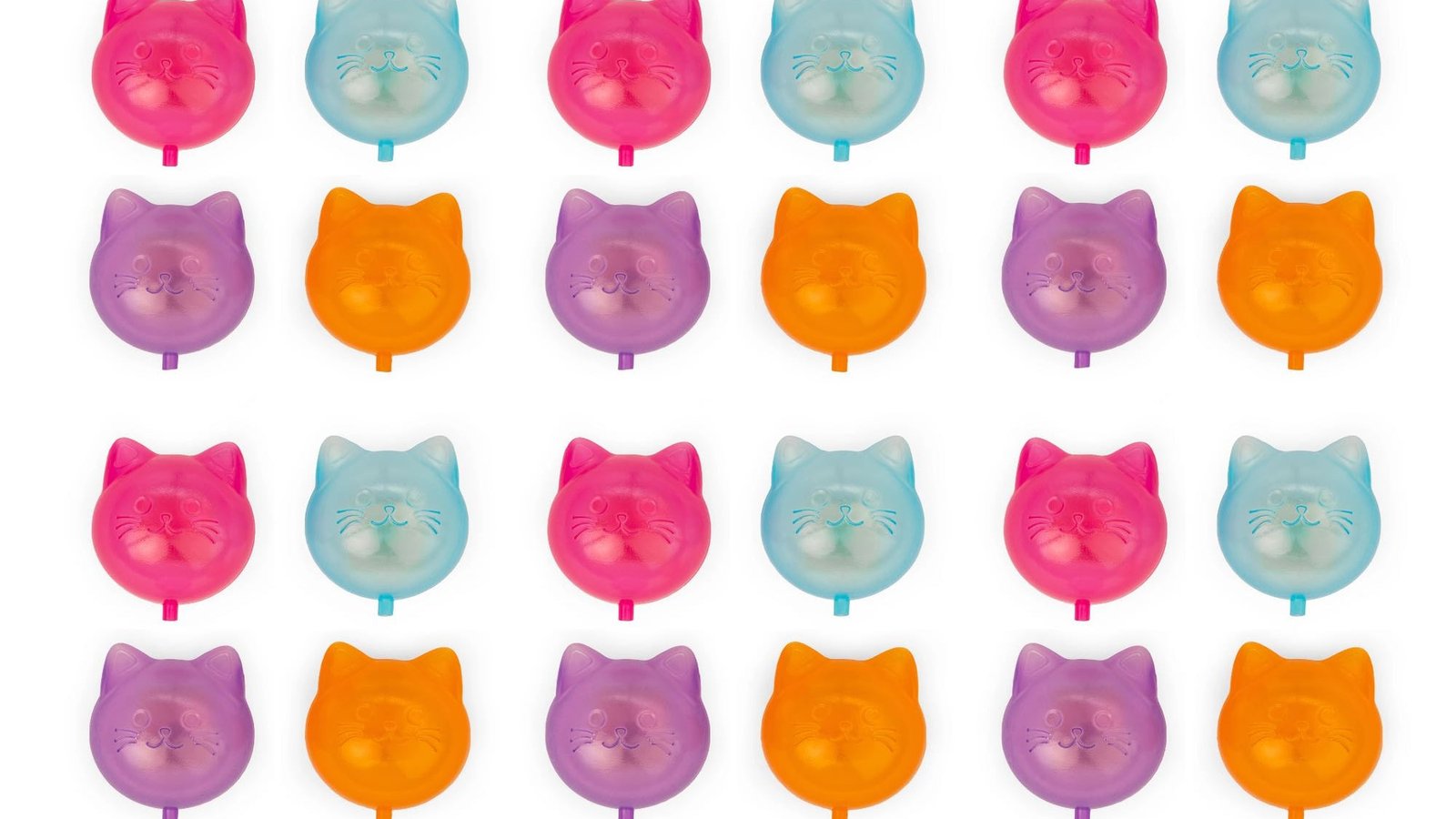 Bunte Katzen-Eiswürfelformen von Kikkerland in Pink, Blau, Lila und Orange – Für Katzen-Fans bei Chat Noir Bern