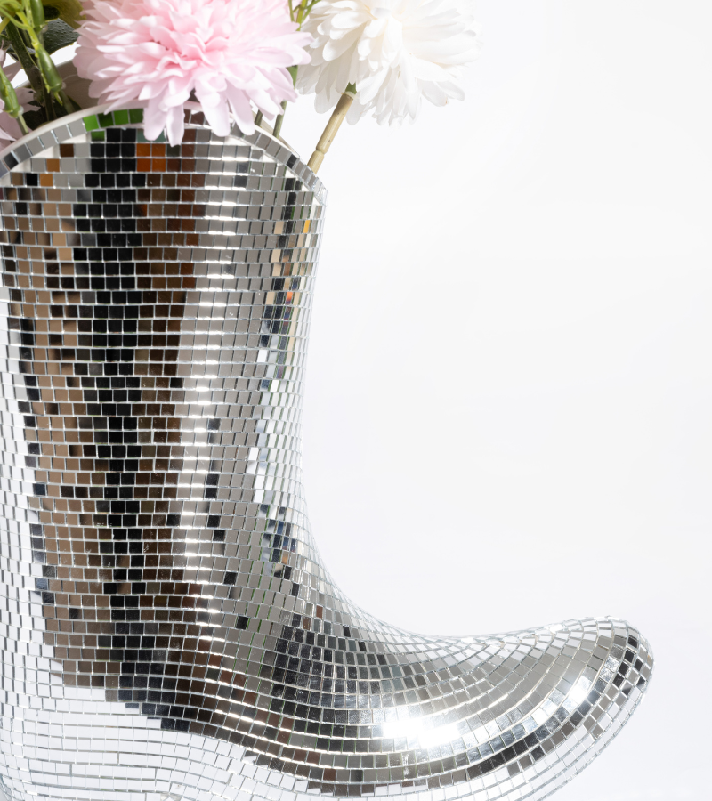 Disco Vase Santiago – Detailansicht Spiegelkacheln glitzernd