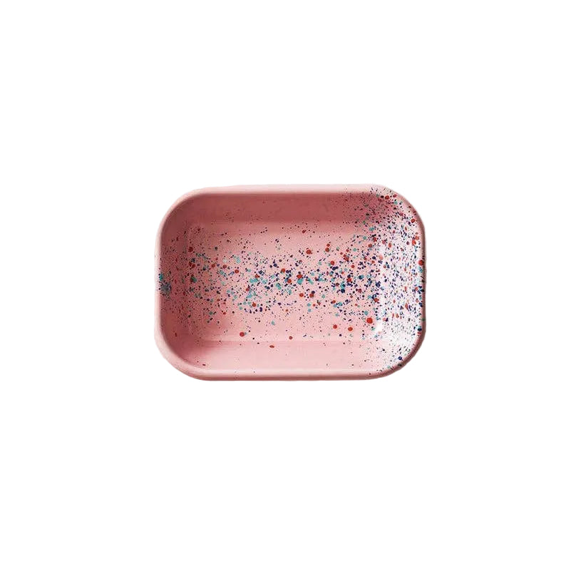Kleine Meze-Platte Flow Fest von Kapka - Emaille Platte Tuerkei Blau Rosa handgefertigt