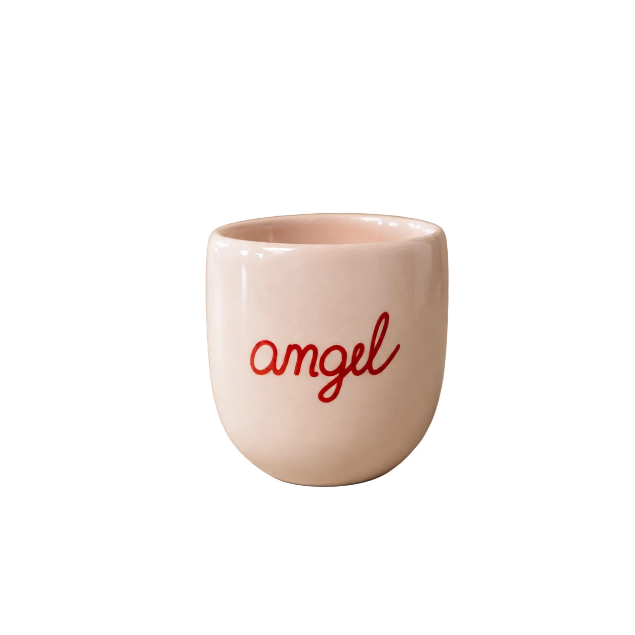 Becher Engel von Sisi house of style – handgefertigte Keramik rosa rot mit Engelmotiv