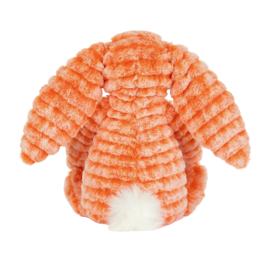 Jellycat Fizzleskip Bunny Orange – Seitenansicht sitzend, Sitzhöhe ca. 23 cm