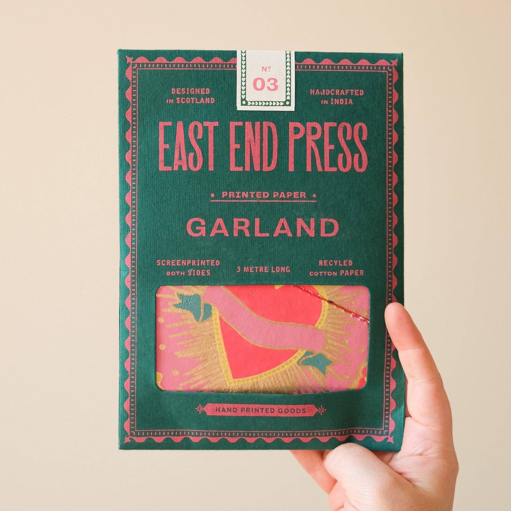 Genähte Girlande Herzen von East End Press – 3m, inspiriert von mexikanischer Volkskunst