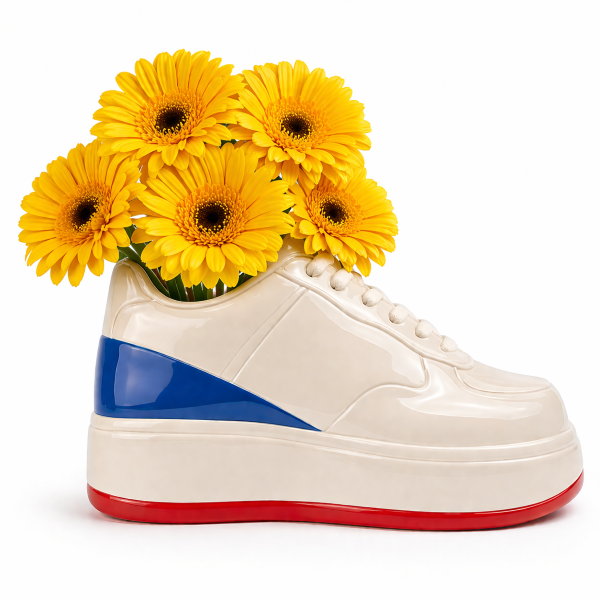 Vase Sneaker von Upside Stories - Kunstharz Turnschuh Vase Deko Trockenblumen Geschenk