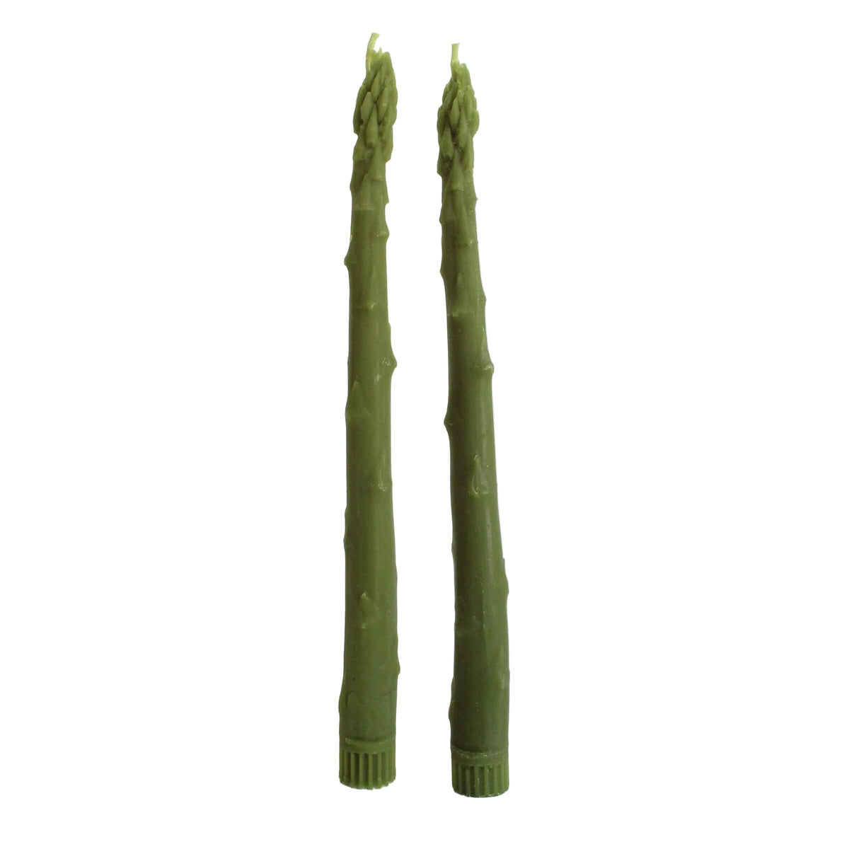 Spargel Bienenwachskerzen Happy Organics – 2er Set Frontansicht naturweiss