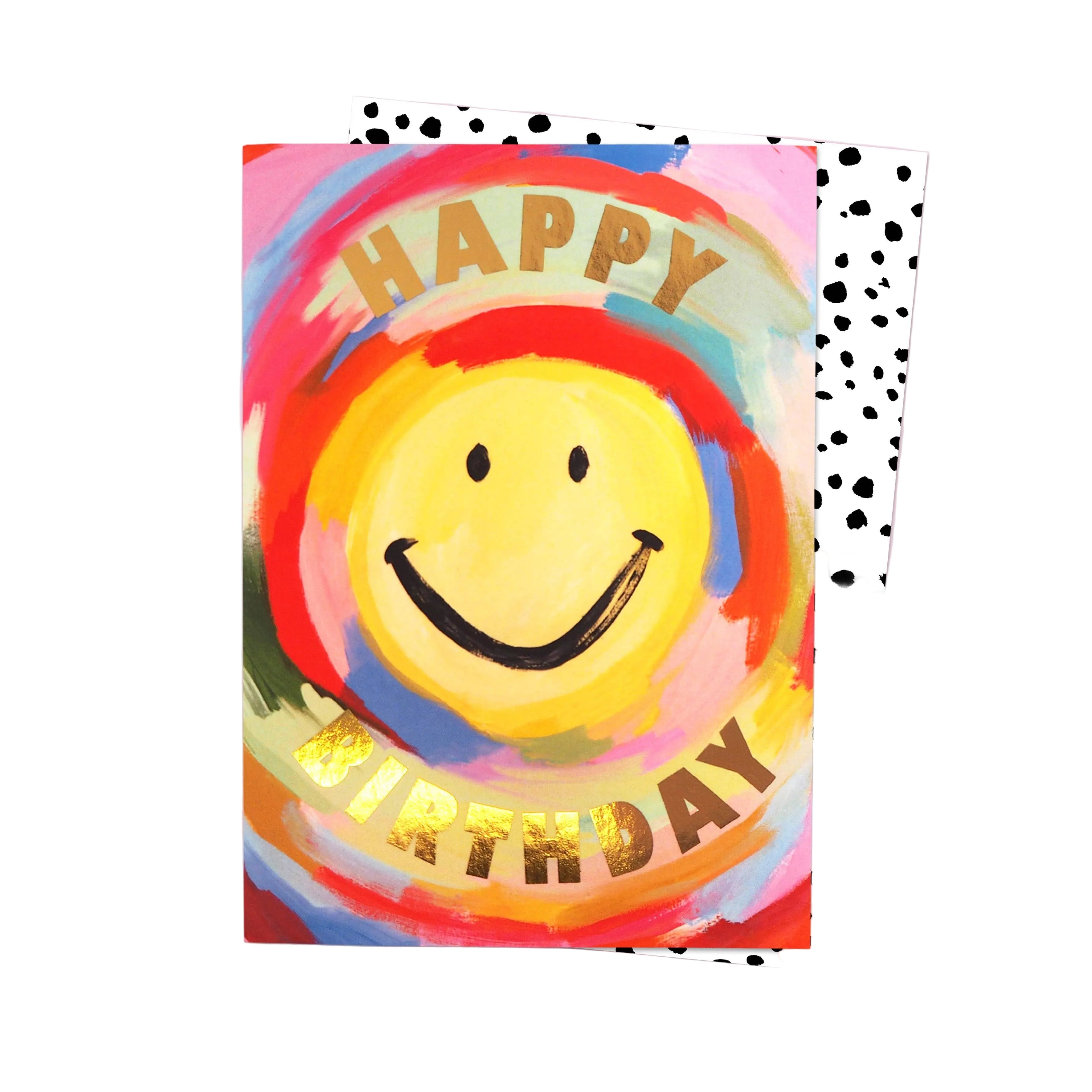 Rainbow Smiley – farbenfrohe Grußkarte mit Regenbogen von Eleanor Bowmer
