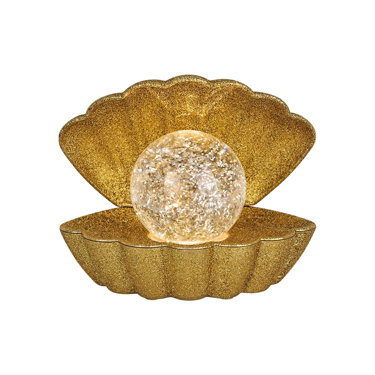 Muschel Lampe Coki mit Glitzer von Objet Paris – Tischlampe Muschel mit Glitter, Frontansicht