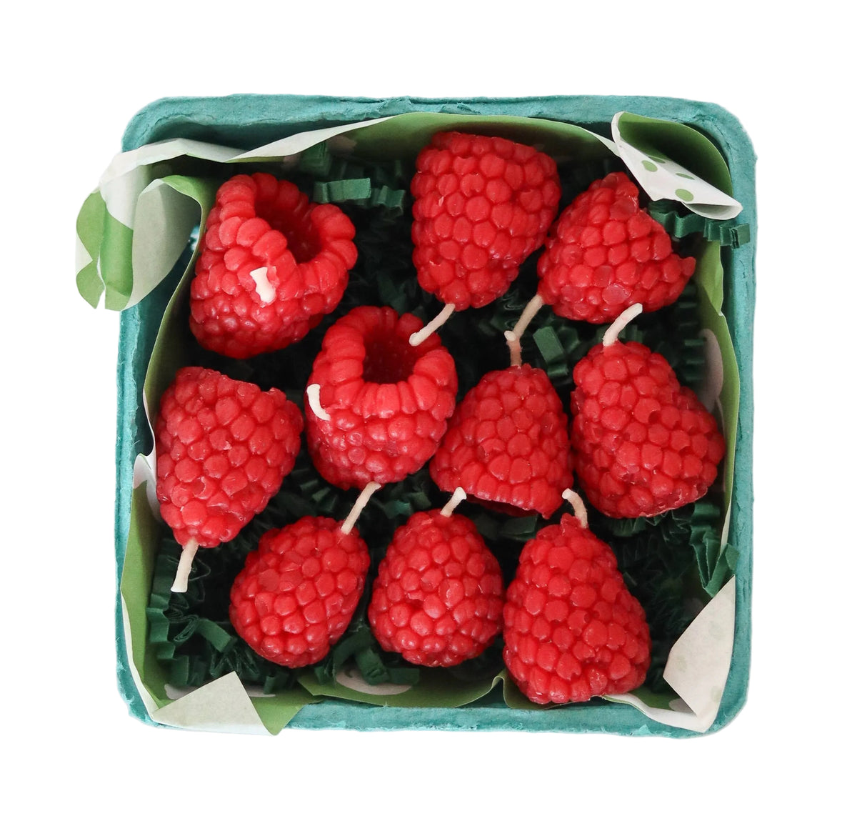 Geburtstagskerzen Himbeere von Happy Organics – 10er Set Frontansicht Bienenwachs