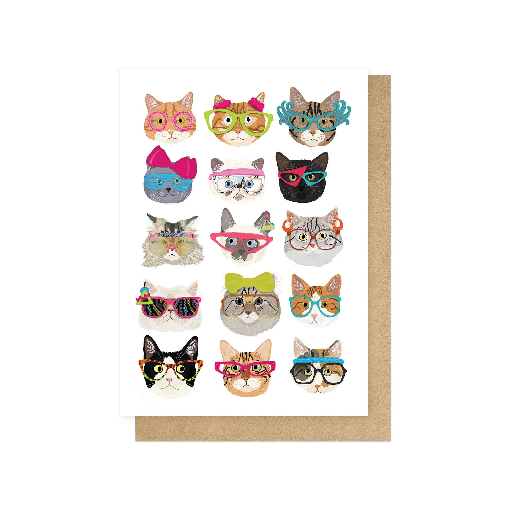 Grußkarte Katzen in den 80ern von East End Prints – A6 Karte mit Retro-Katzenmotiv inkl. Umschlag