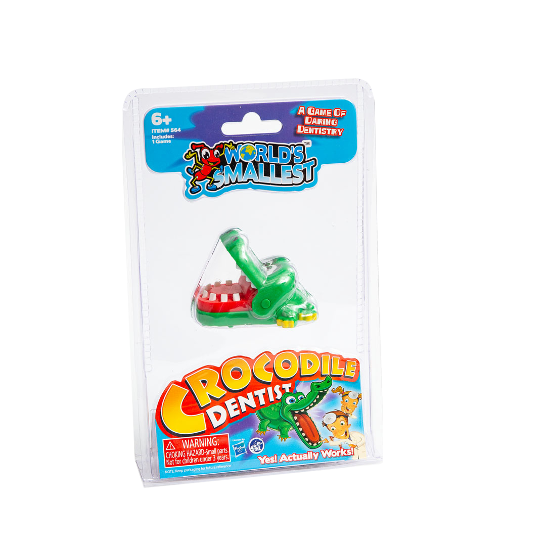 Crocodile Dentist World's Smallest – Grössenvergleich in Hand