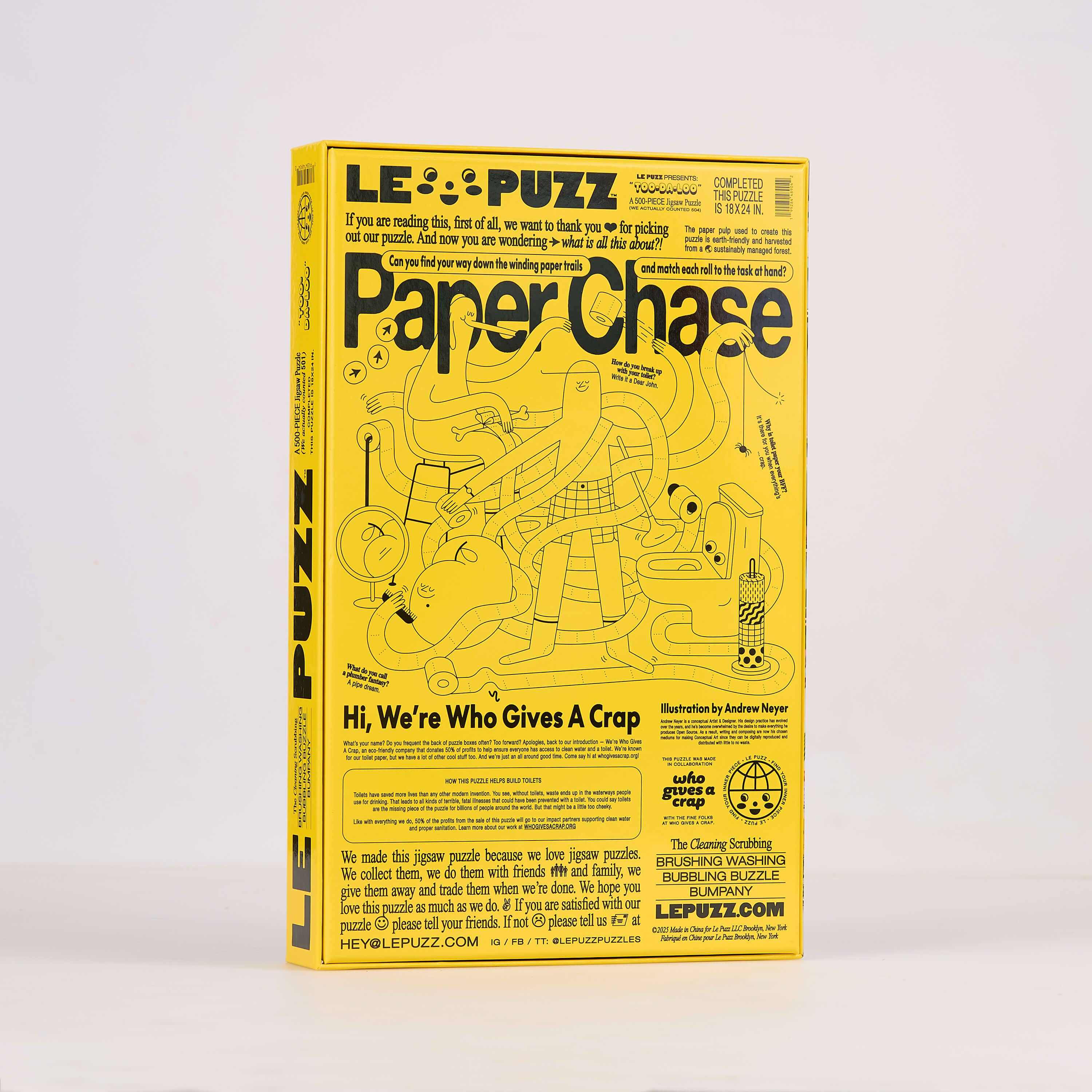 Le Puzz Tschüss × Who Gives A Crap – Rückseite Puzzleschachtel