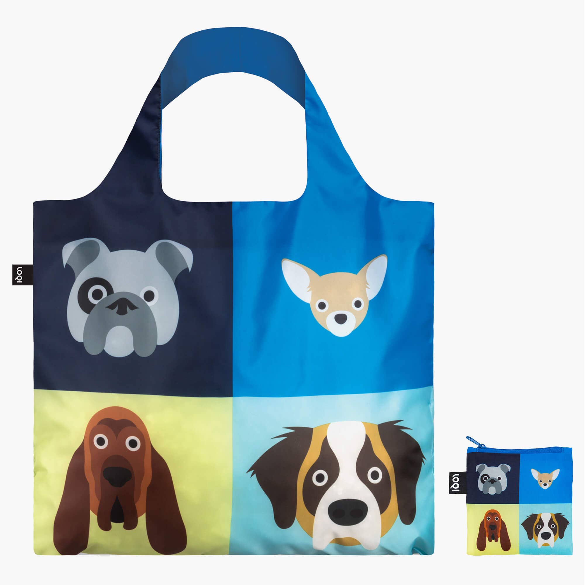 Recyclingtasche Dogs von LOQI Stephen Cheetham - Hunde Illustration faltbar recycelt nachhaltig