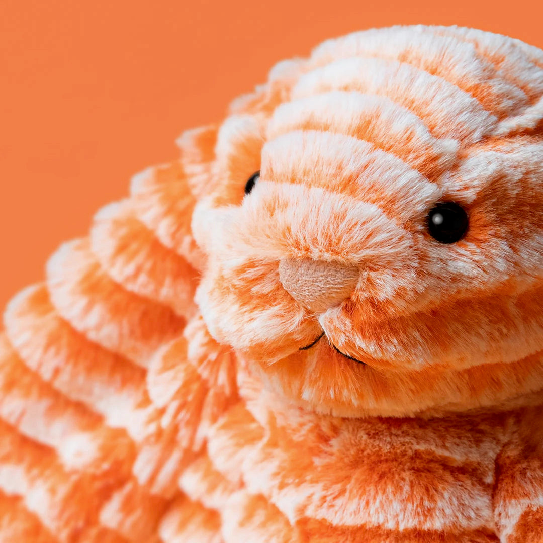 Fizzleskip Bunny Jellycat Orange – Detailansicht Gesicht und Ohren