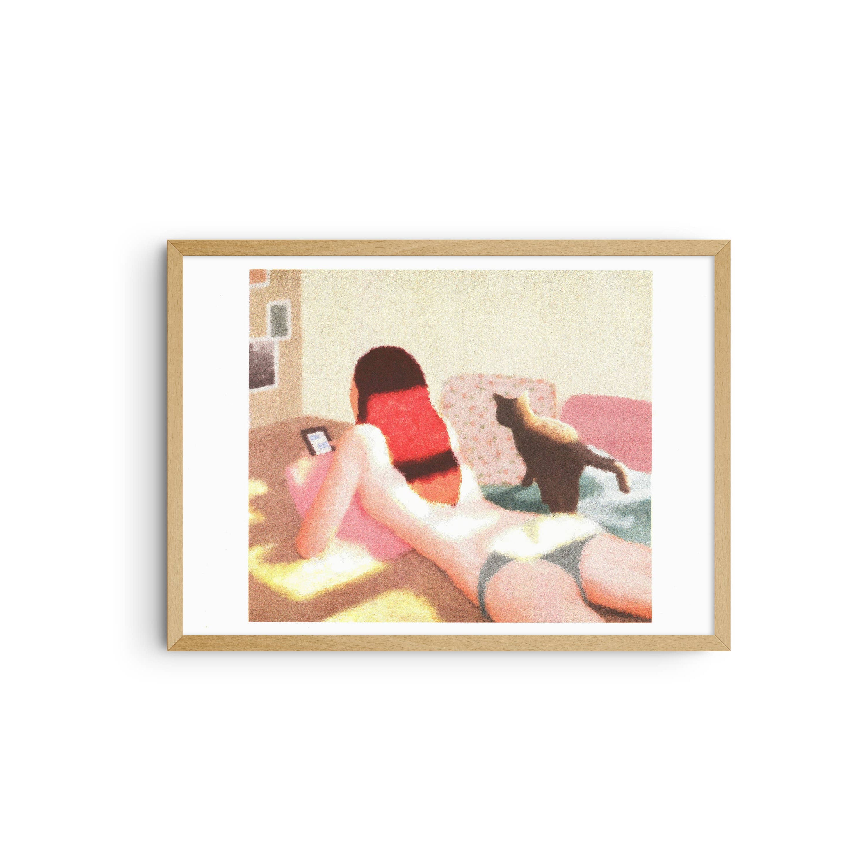 Poster Gerade aus dem Bad – Risographie-Druck von Saho Wajimaya, KIBLIND Atelier Lyon, A3