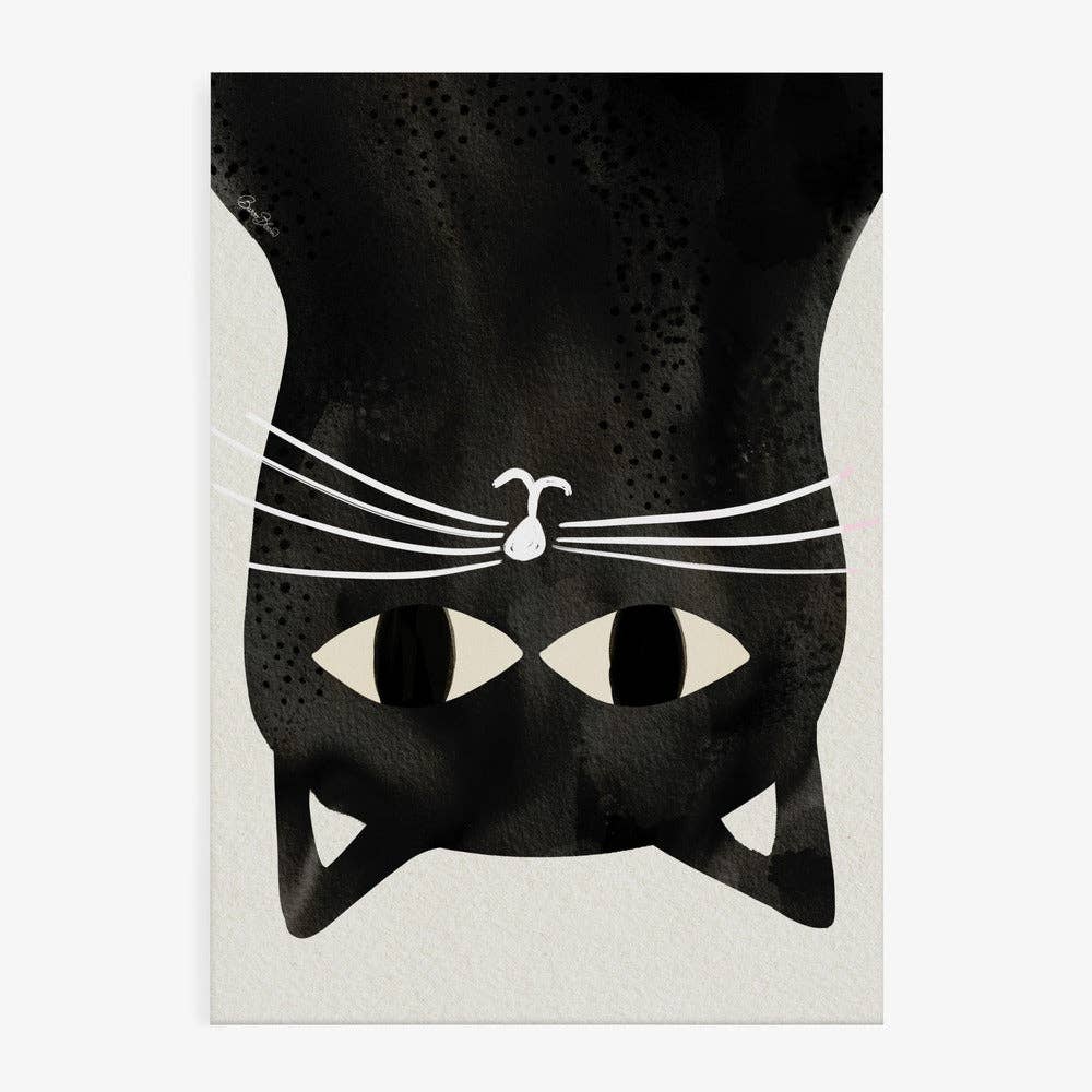 Katzen-Kunstdruck schwarz – Poster in Wohnzimmer gerahmt