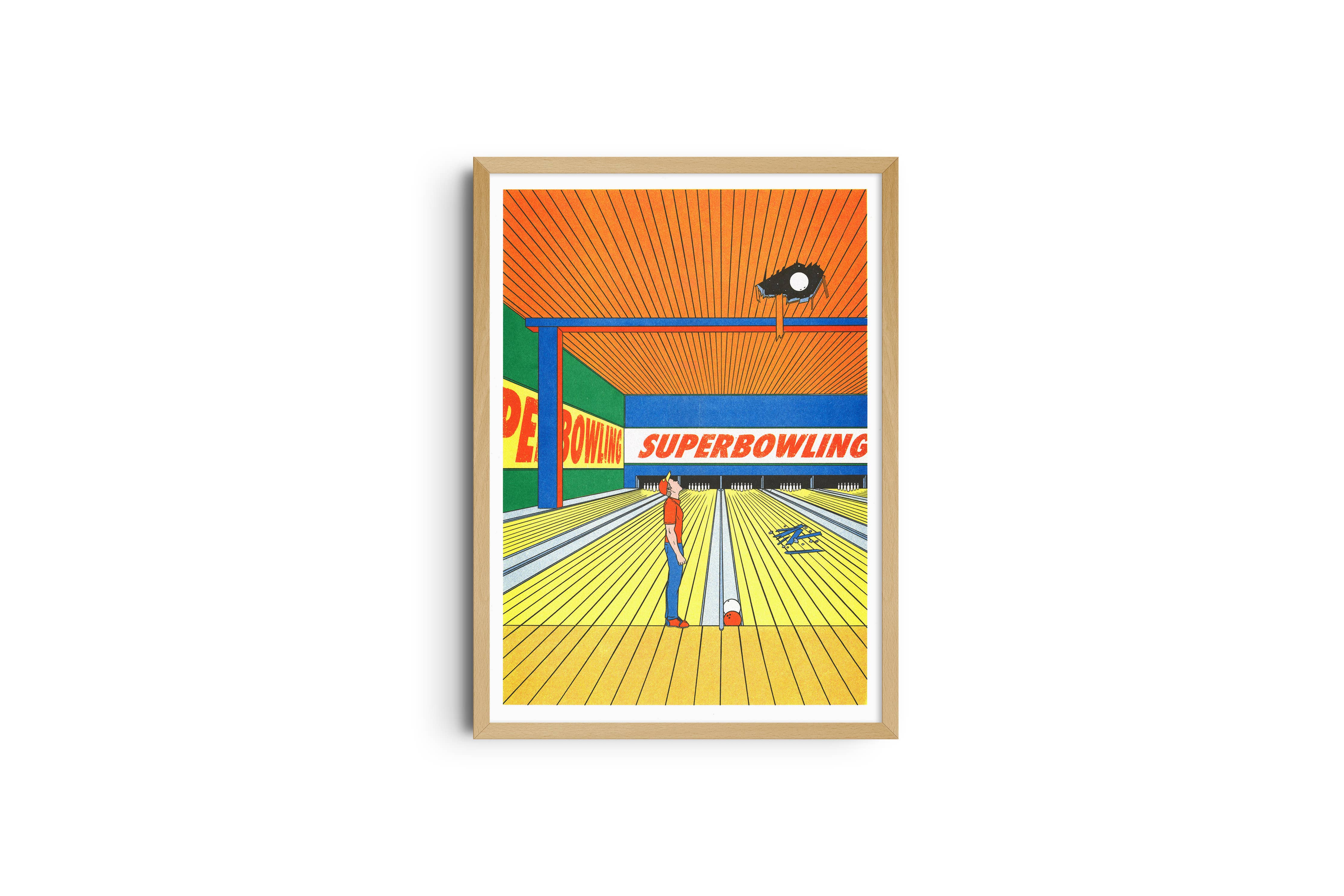 Poster Super Bowling – Risographie-Druck von Simon Bailly, KIBLIND Atelier Lyon, A3