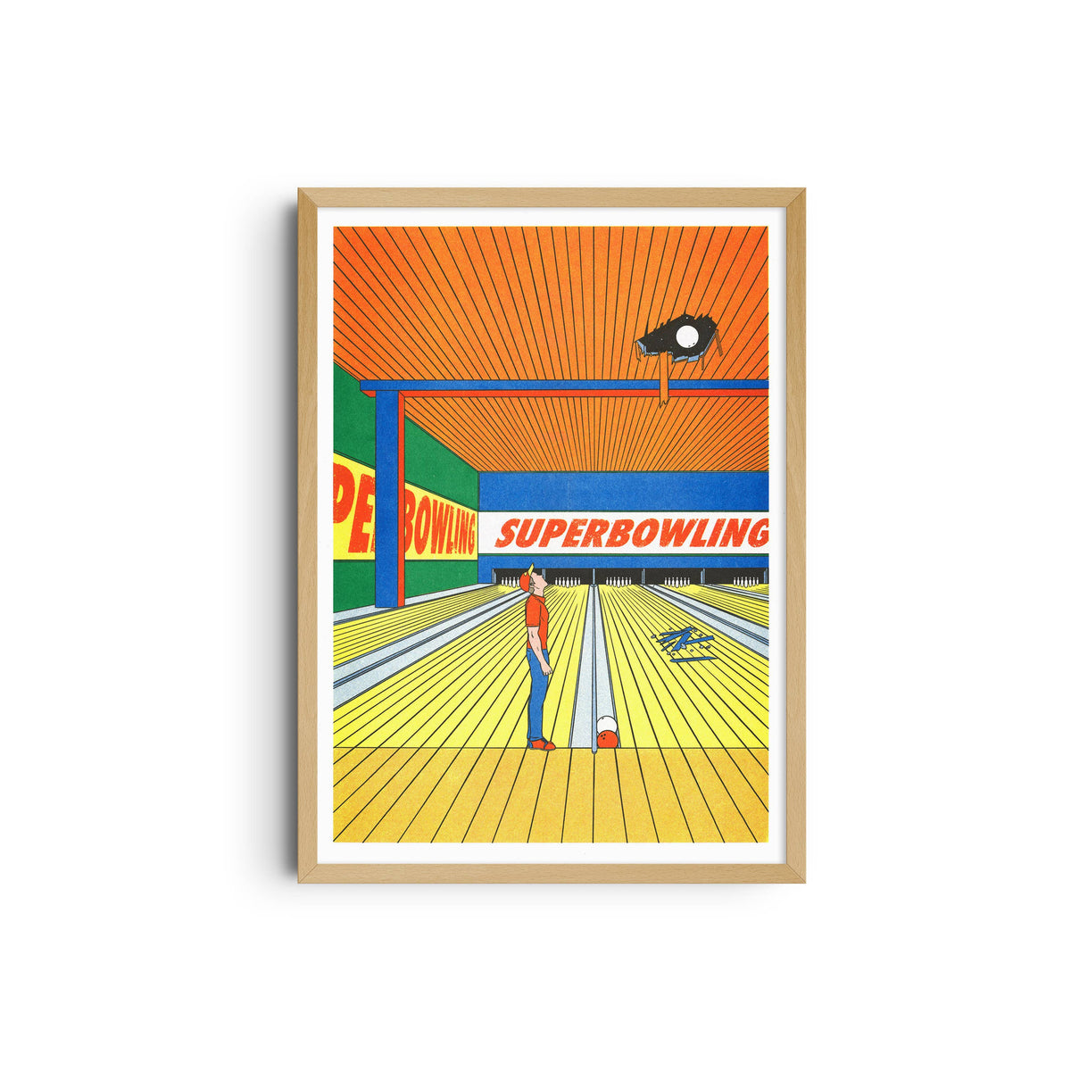 Poster Super Bowling – Risographie-Druck von Simon Bailly, KIBLIND Atelier Lyon, A3