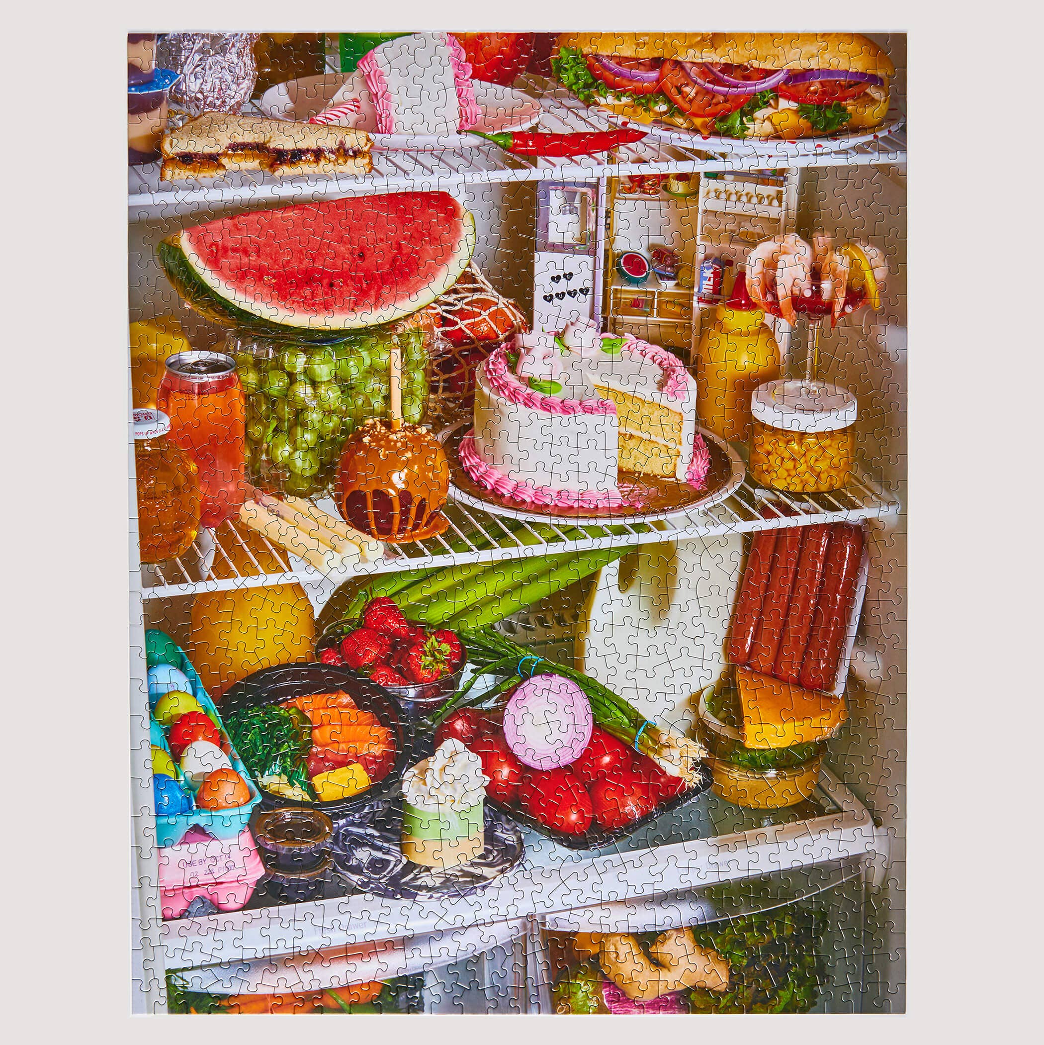 Midnight Snack Puzzle Le Puzz – Detailansicht gelegte Teile Snacks Kühlschrank