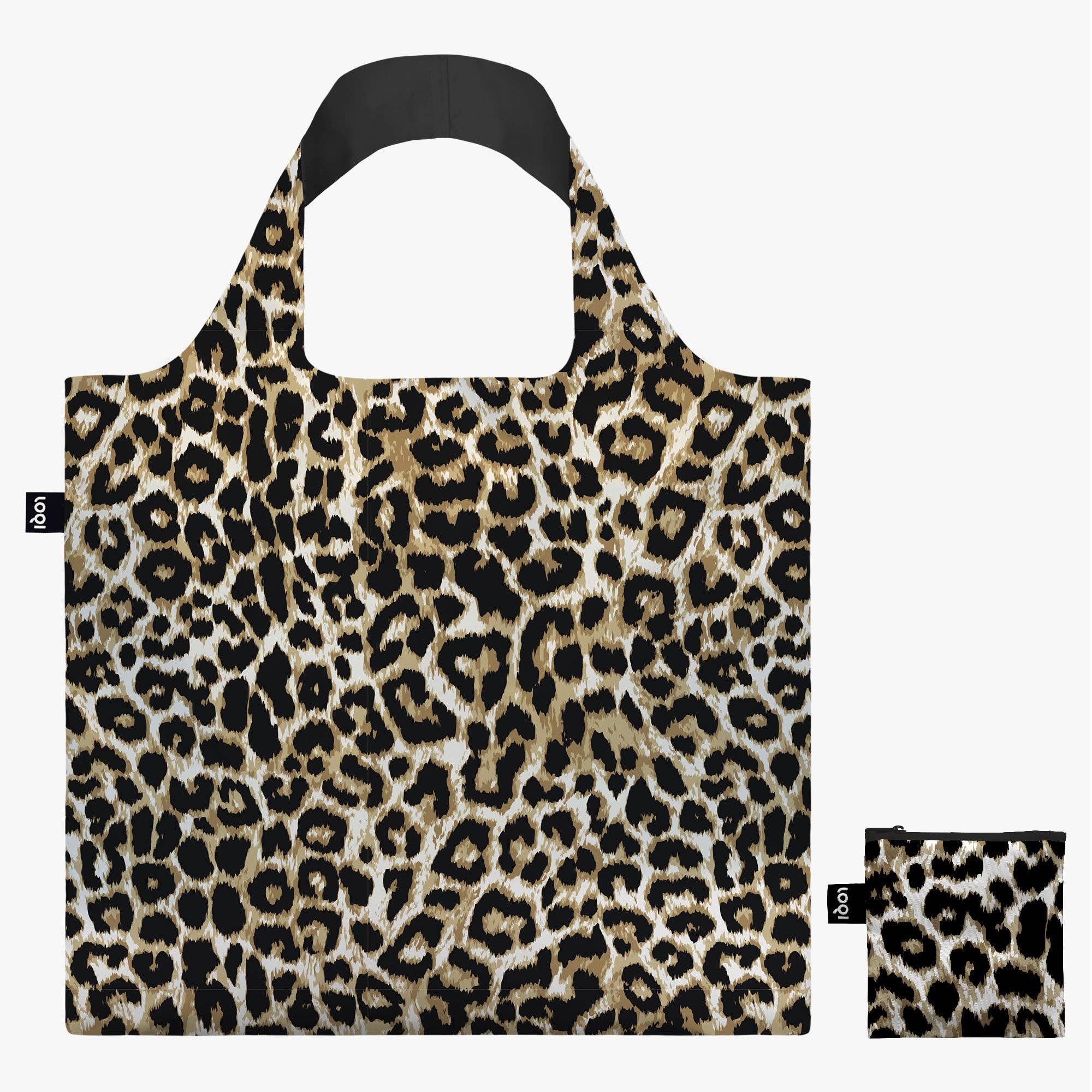 Recyclingtasche Leopard Dusk von LOQI - Leopardenprint faltbar recycelt nachhaltig