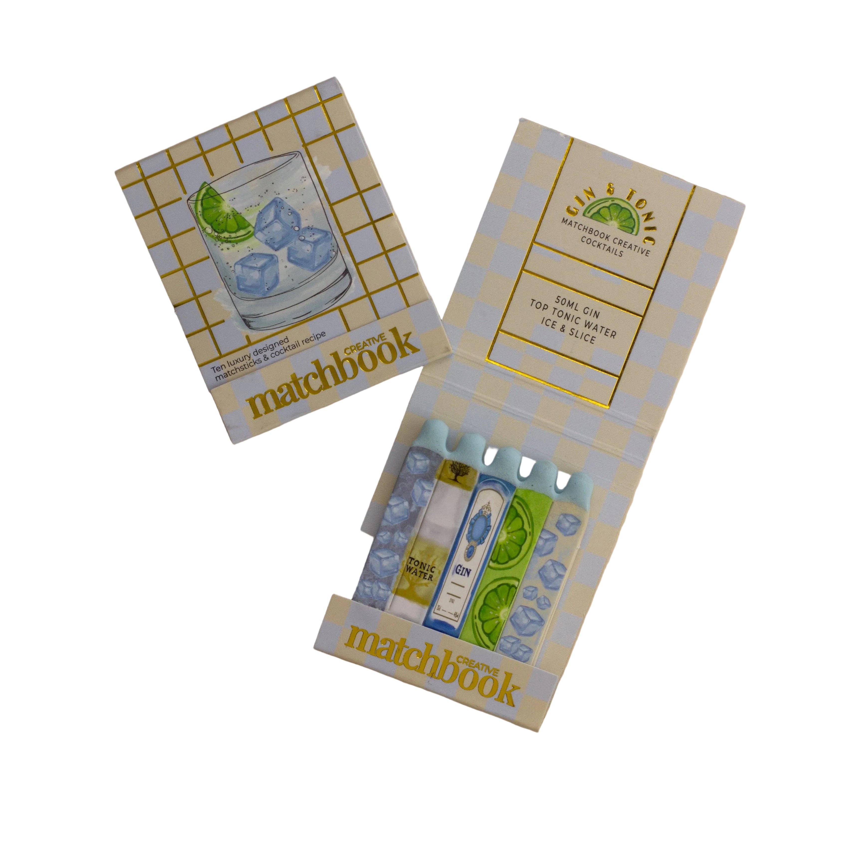 Matchbook Gin & Tonic Ingredients von Matchbook Creative – Streichholzheftchen geschlossen