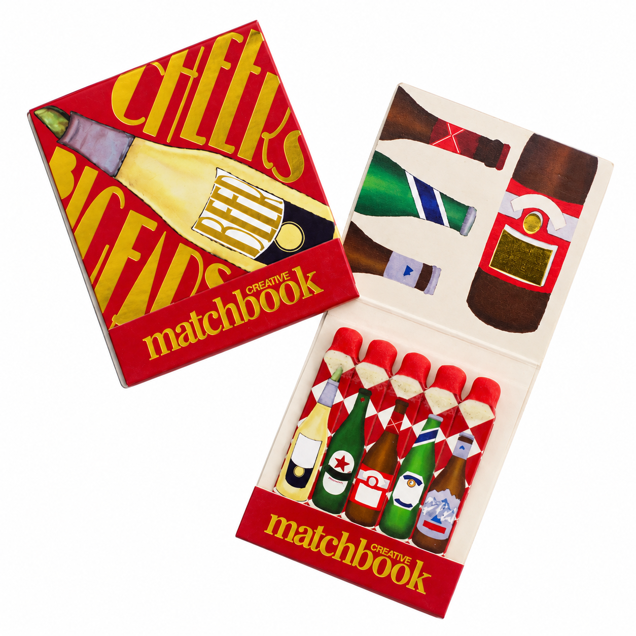 Matchbook Beer Bottle von Matchbook Creative – Streichholzheftchen geschlossen Bierflaschen Design