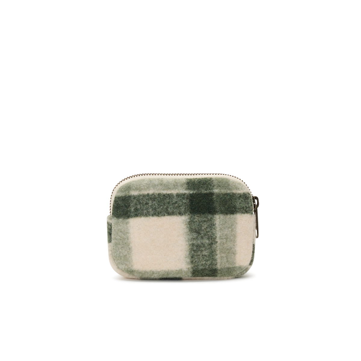 Hindbag Lili Grün Tartan – Detailansicht Reissverschluss und botanisches Muster