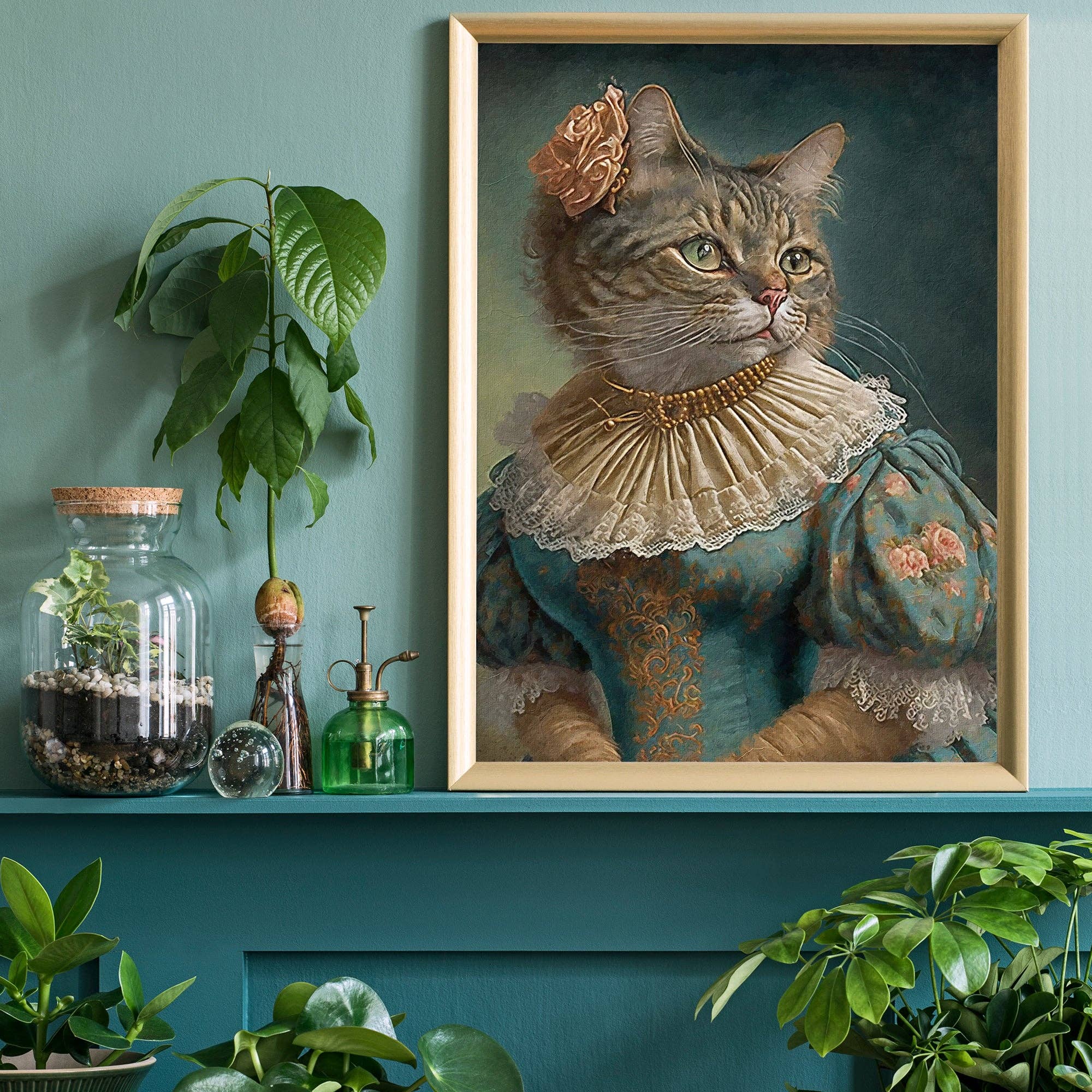 Poster Tabby Cat Lady Animal Head Portrait