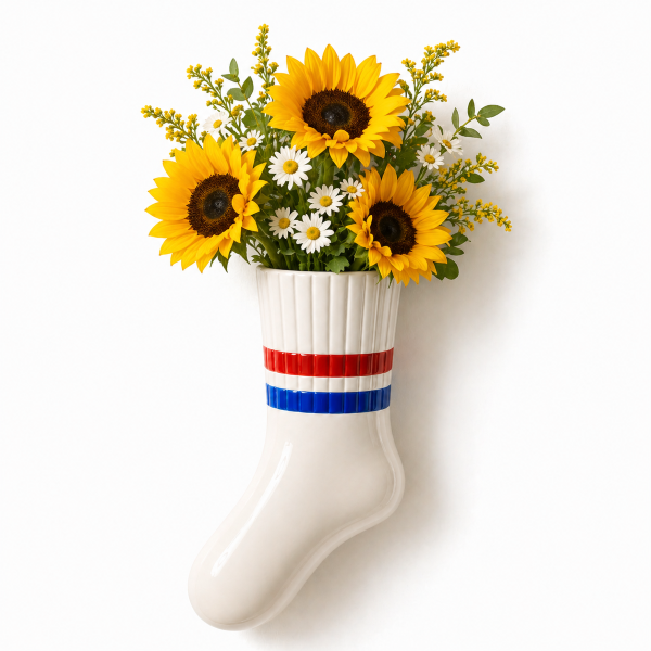 Wandvase Socke von Upside Stories - Kunstharz Vase Wanddeko Trockenblumen Geschenk