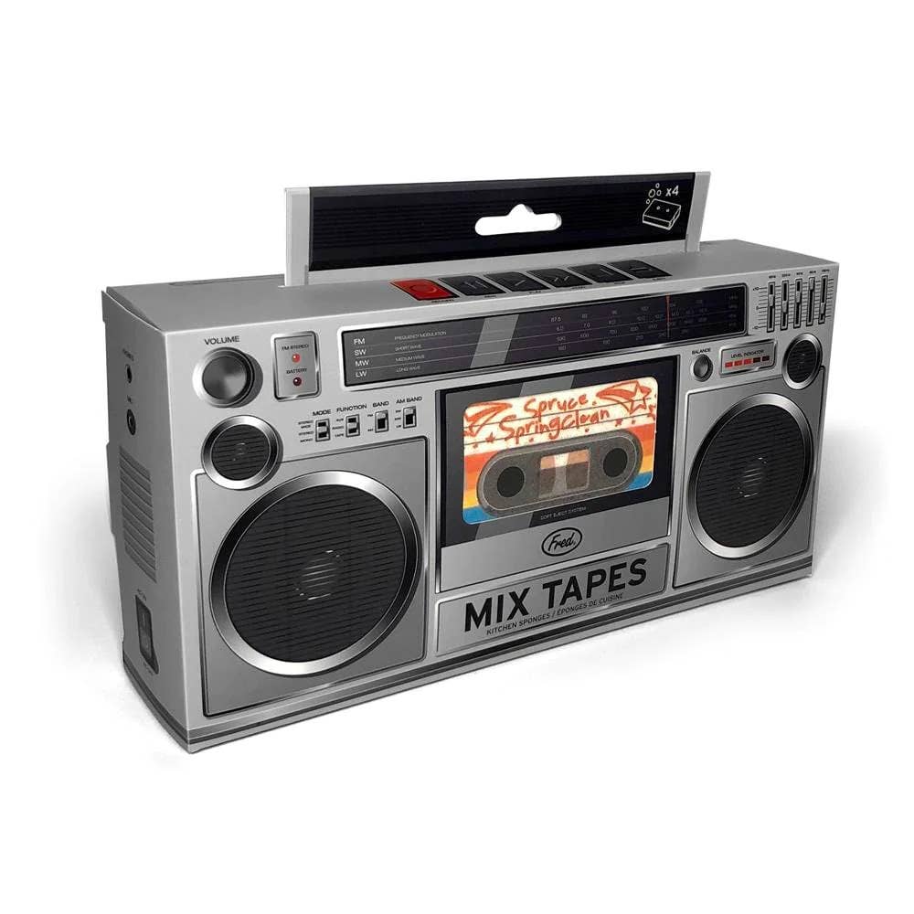 Mix Tapes Kassetten-Schwaemme von Fred - 4er Set Retro Kassette Kueche Geschenk