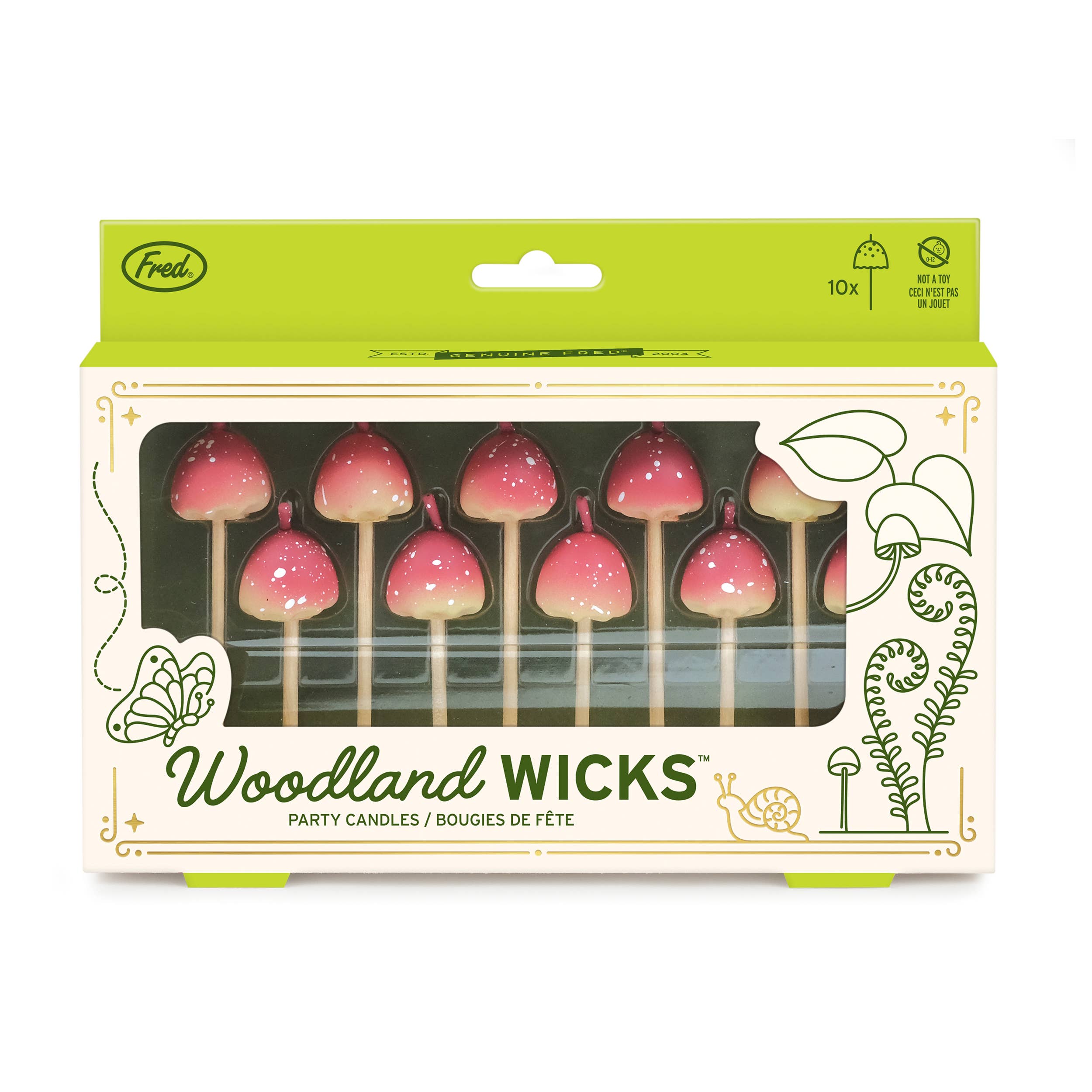 Woodland Wicks Pilzkerzen von Fred - 10 Pilze Geburtstag lustig Geschenk