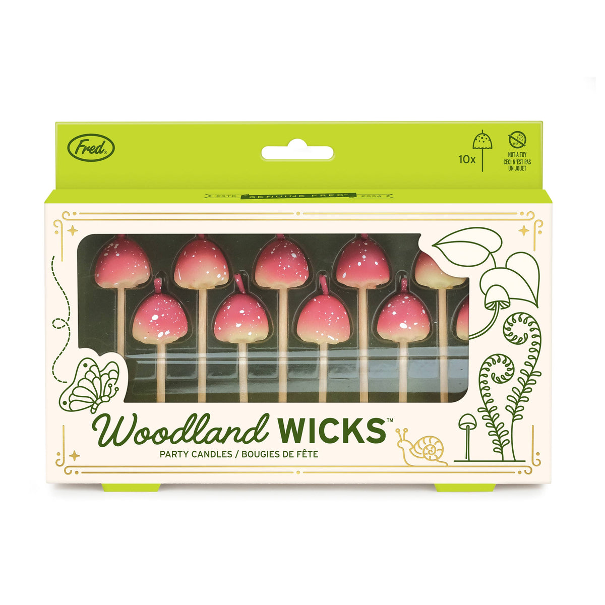 Woodland Wicks Pilzkerzen von Fred - 10 Pilze Geburtstag lustig Geschenk