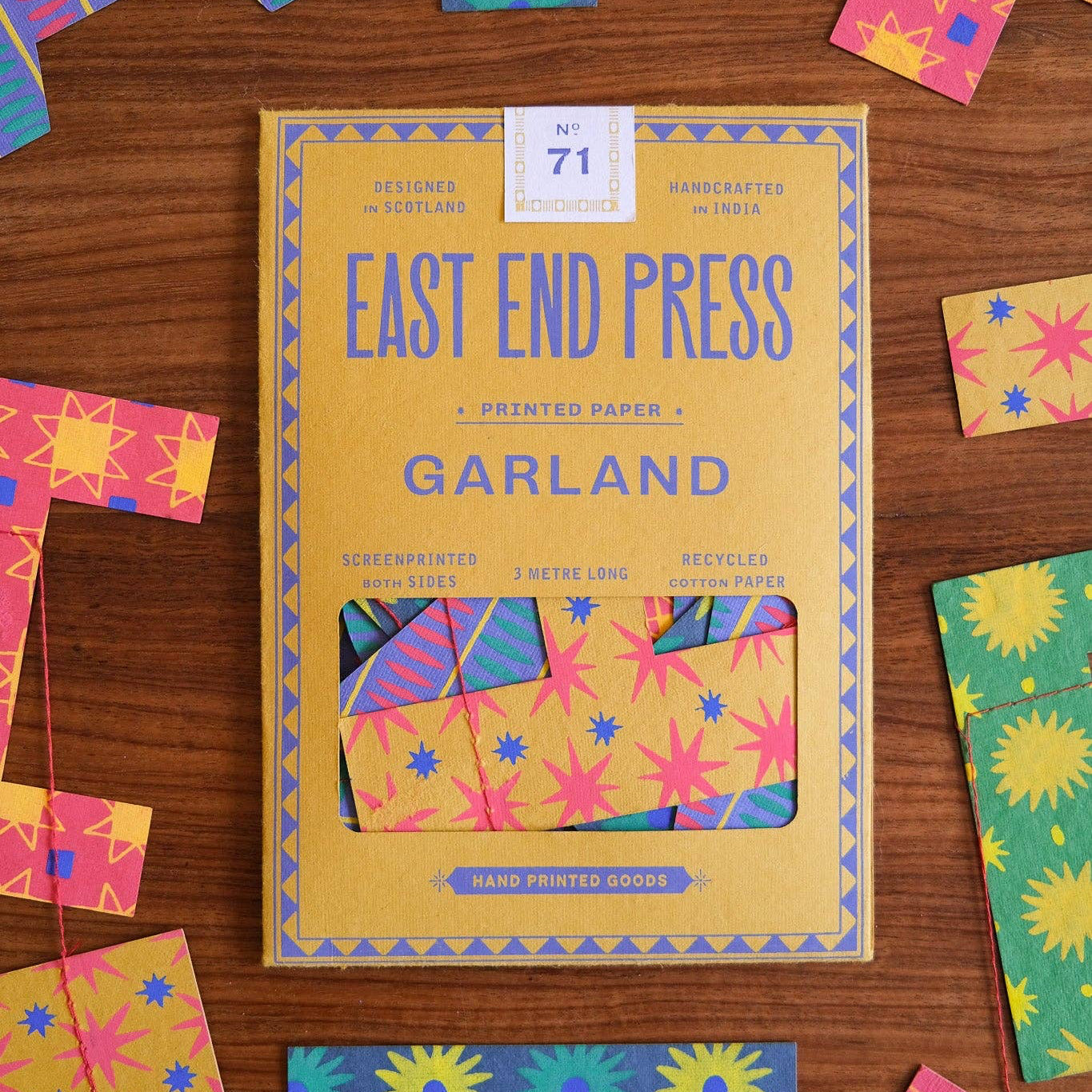 East End Press Geburtstagsgirlande – Detailansicht bunte Luftballon und Fähnchen Formen