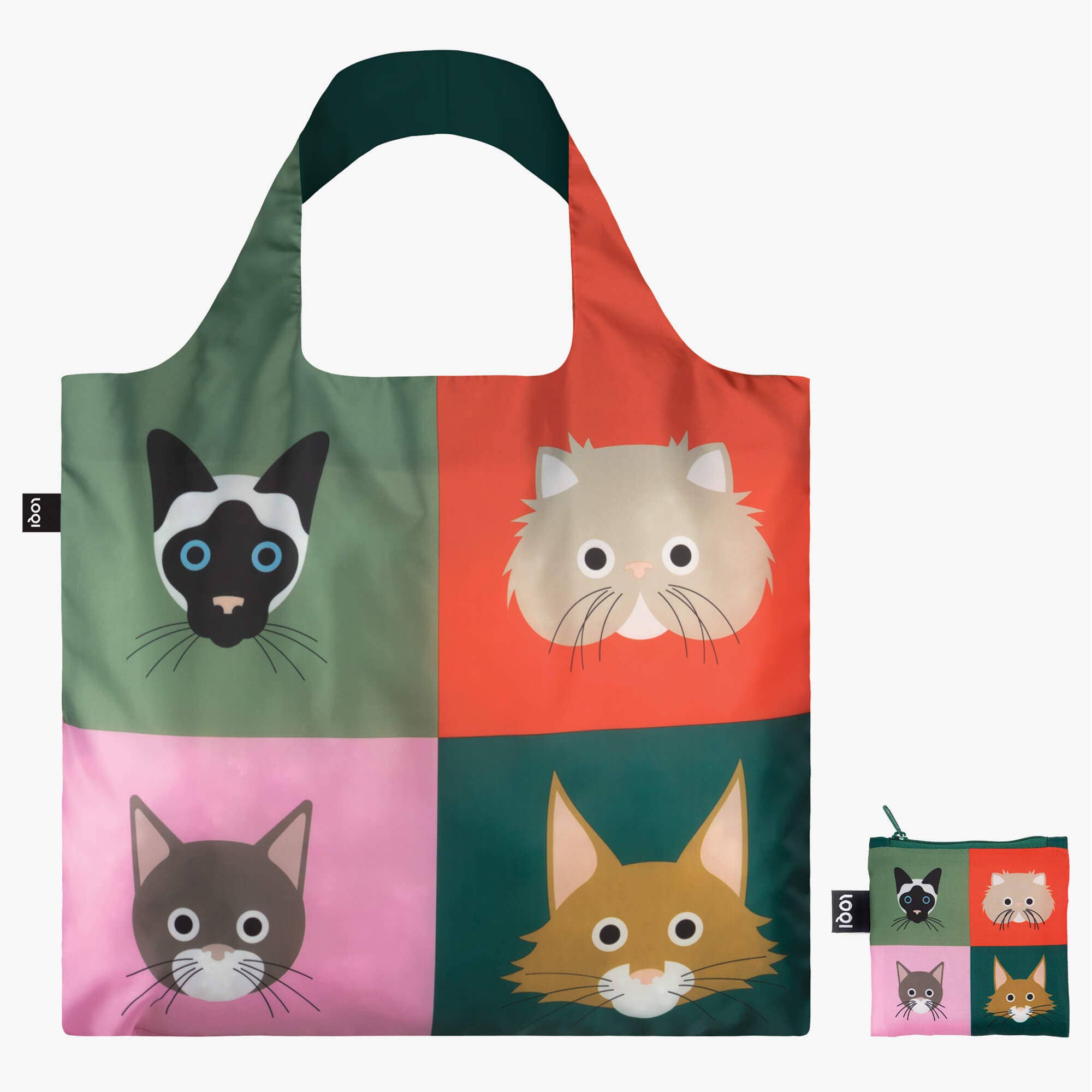 Recyclingtasche Cats von LOQI Stephen Cheetham - Katzen Illustration faltbar recycelt