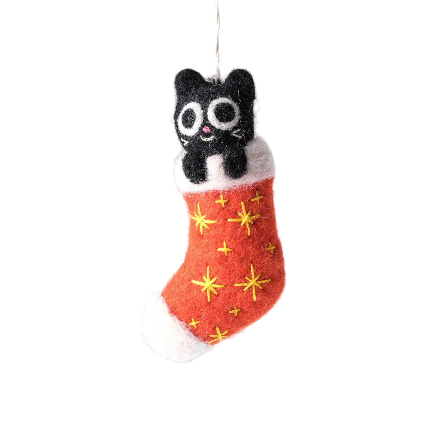 Weihnachtsanhänger Viv Cat von Wrap – handgefertigter Filzanhänger 100% Fairtrade aus Nepal