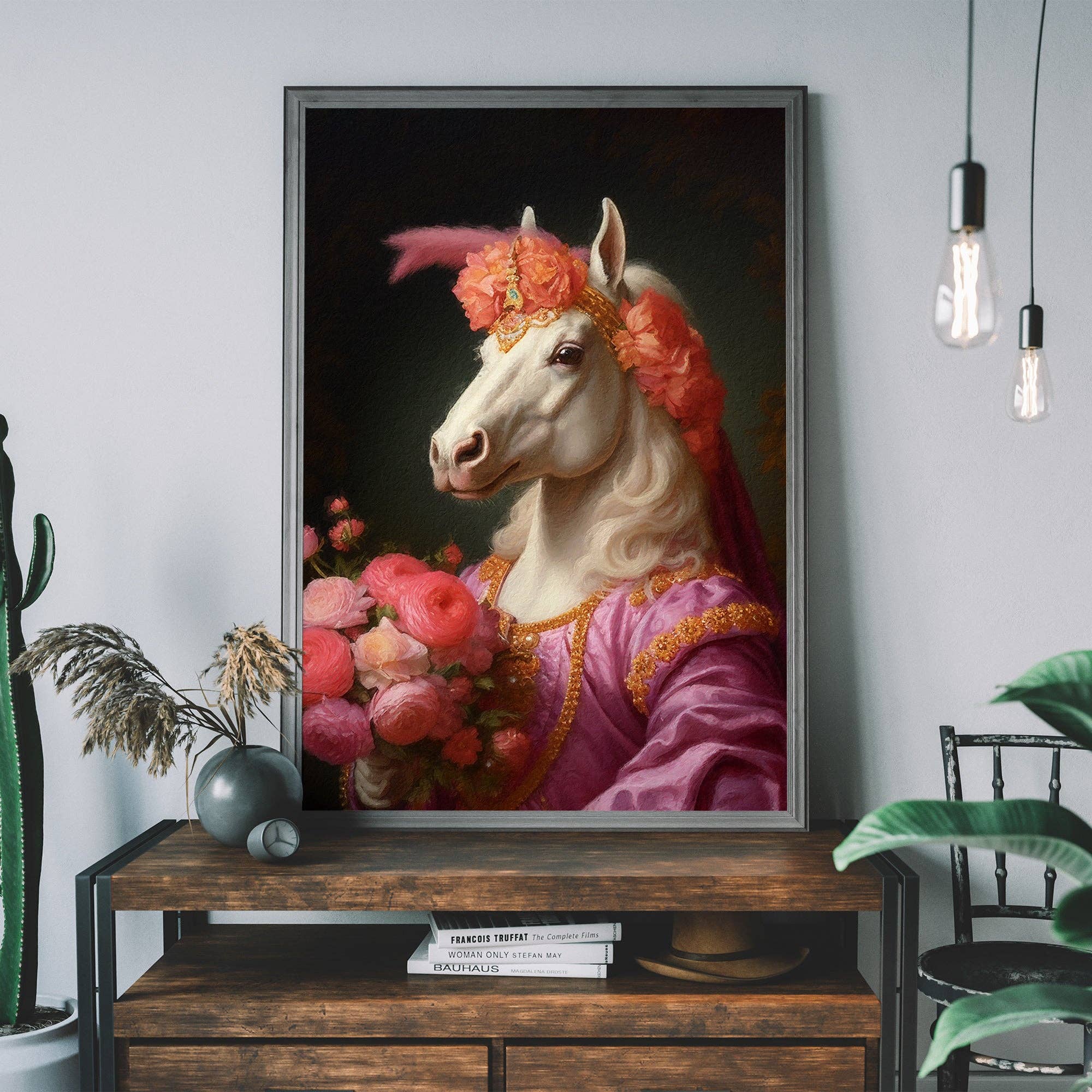 Poster White Horse Animal Portrait