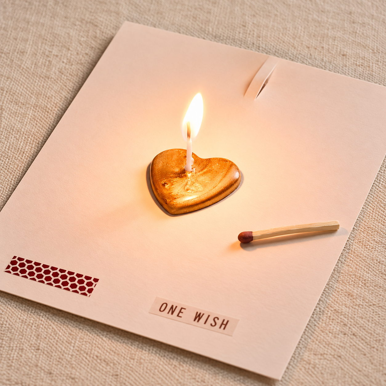 Wish Cards Grußkarte mit Kerze – Lifestyle Karte angezündet mit brennendem Docht