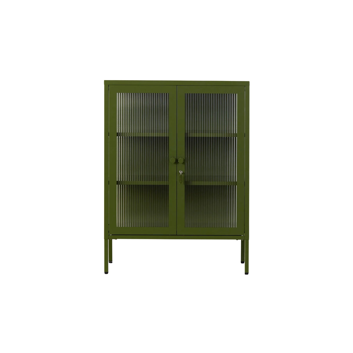 Schrank The Mixer von Mustard Made in Olive – Metallschrank Riffelglas Designmöbel