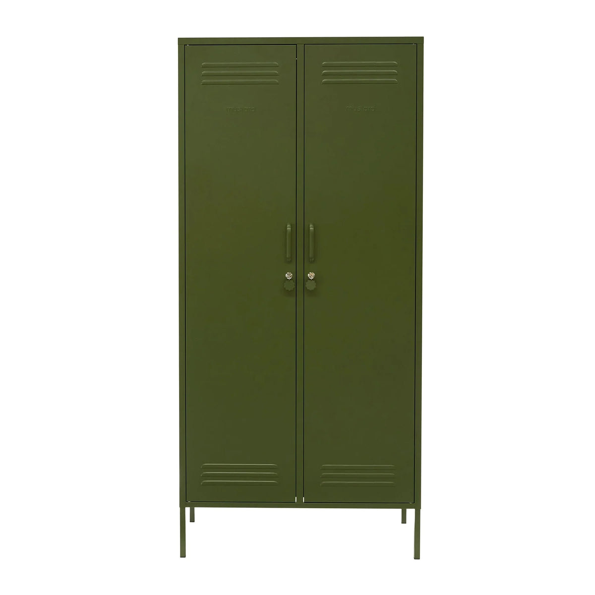 Schrank The Twinny von Mustard Made in Olive – Zweitüriger Metallspind Chat Noir