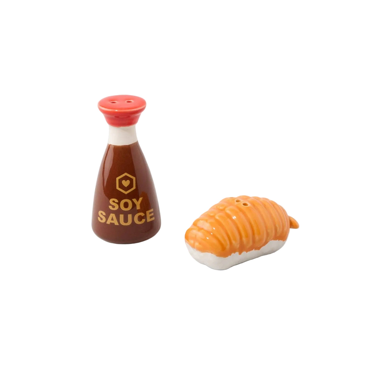 Salz- und Pfefferstreuer Soja-Sauce von Fluid Market – Keramik Sushi-Flaschen Set Frontansicht