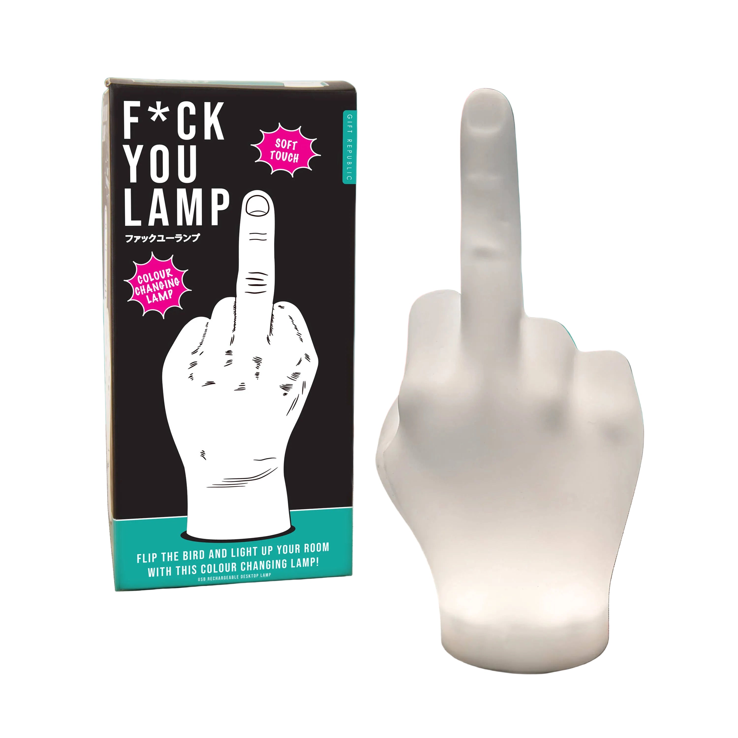 Lampe F*ck You von Gift Republic – farbwechselndes LED-Licht aus weichem Silikon