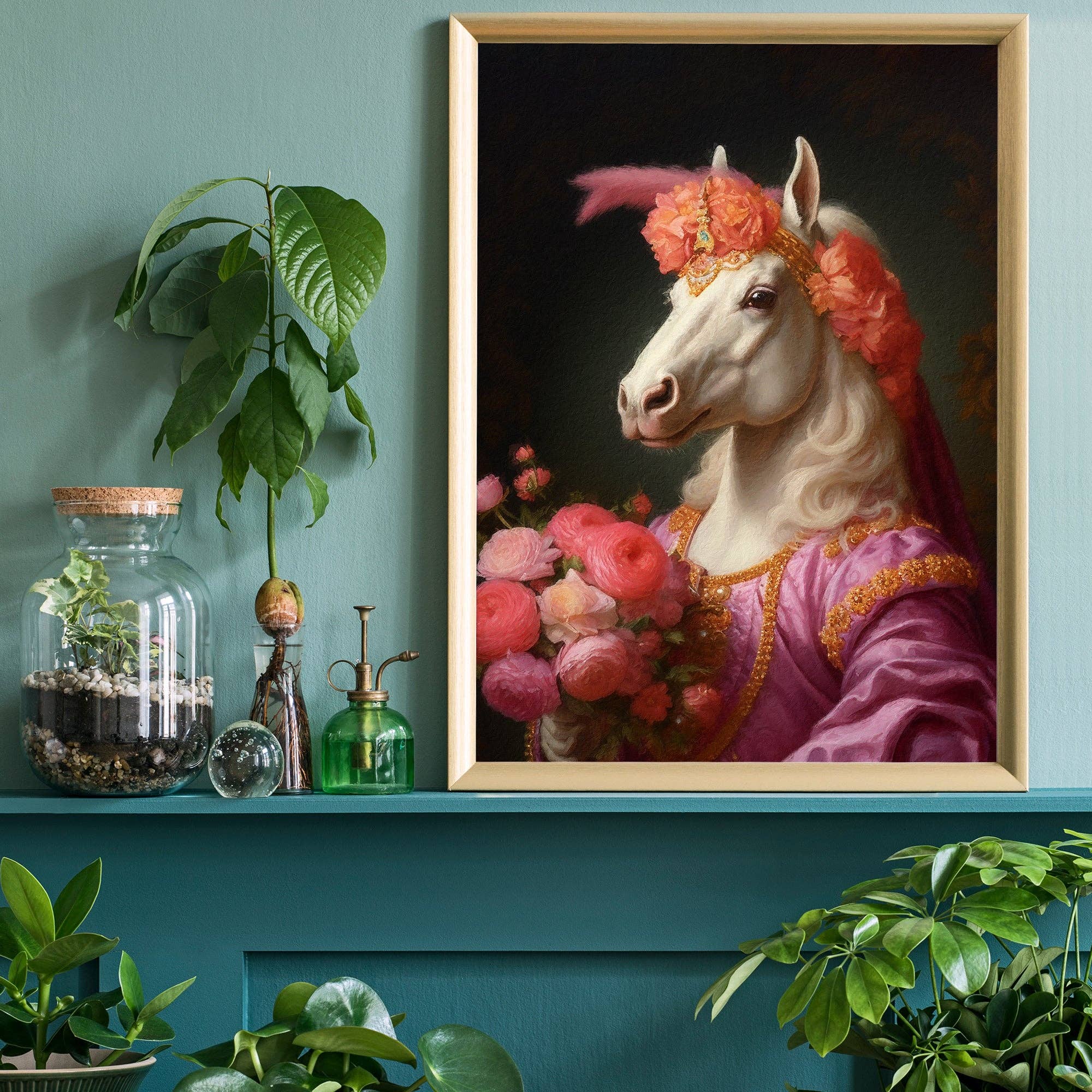 Poster White Horse Animal Portrait