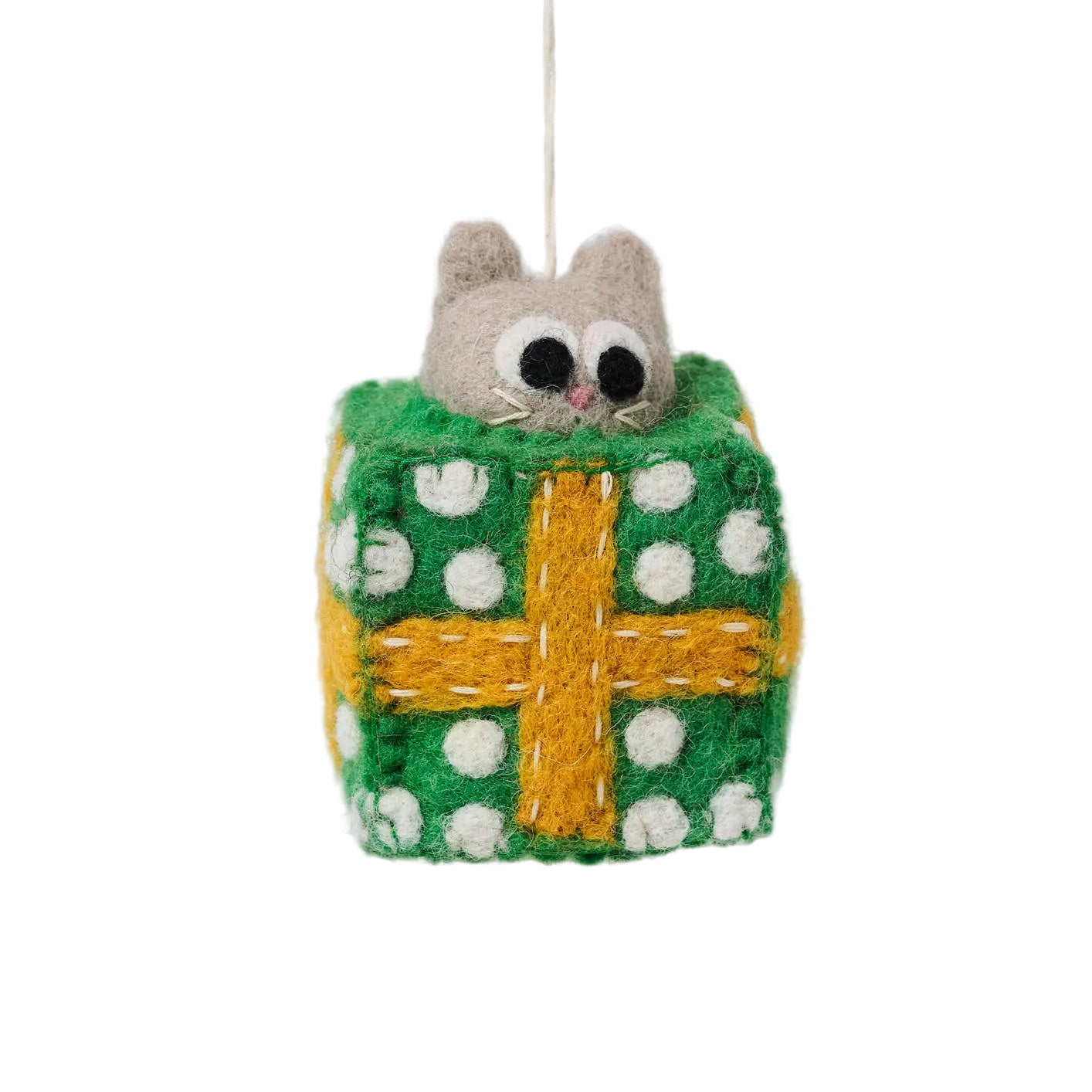 Weihnachtsanhänger Roland Cat von Wrap – handgefertigter Filzanhänger 100% Fairtrade aus Nepal