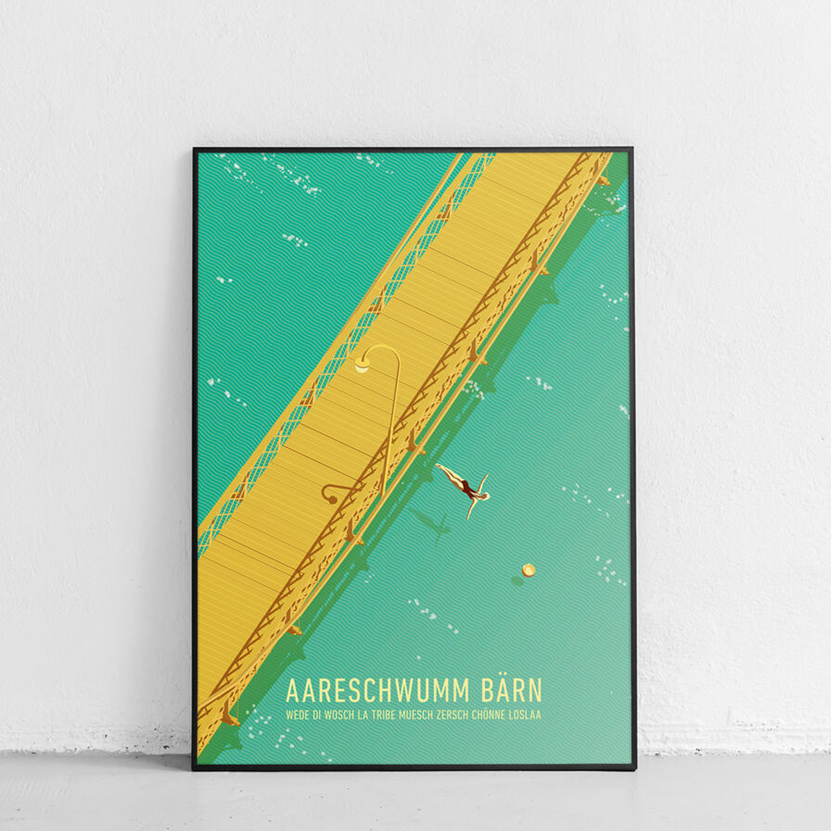 Poster Aareschwumm von Kaspar Allenbach – Bern Aare Sommer Kunstdruck