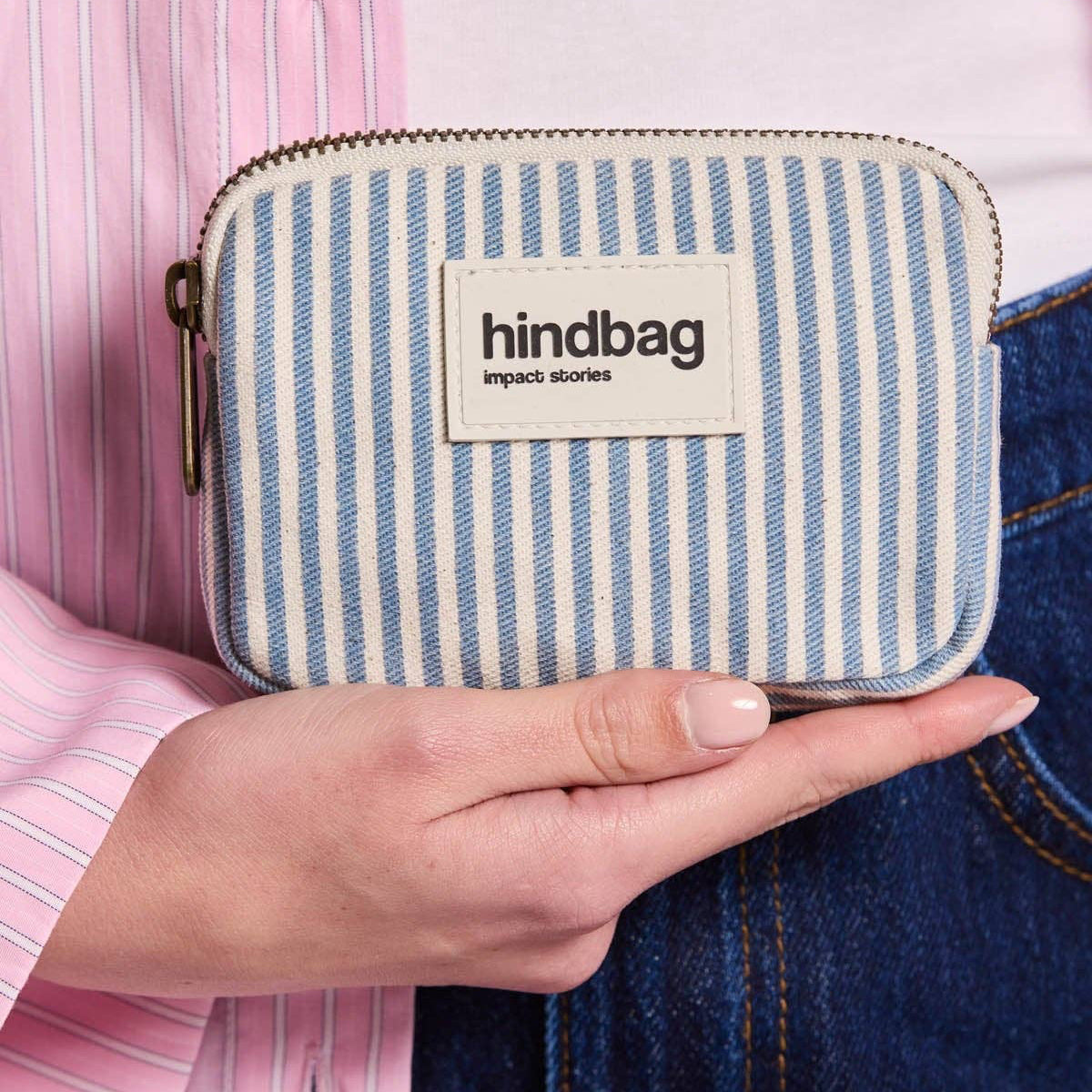 Portemonnaie «Lili» Blaue Streifen von Hindbag