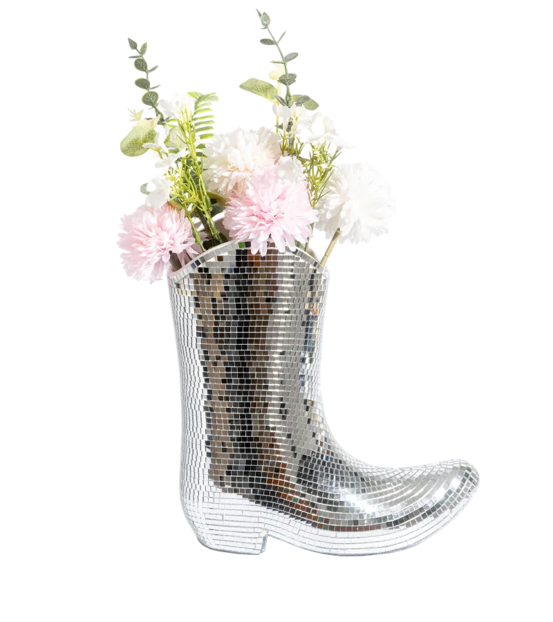 Santiago Disco Vase Spiegelmosaik Cowboy Boot von L'expressionist - Deko Statement Geschenk