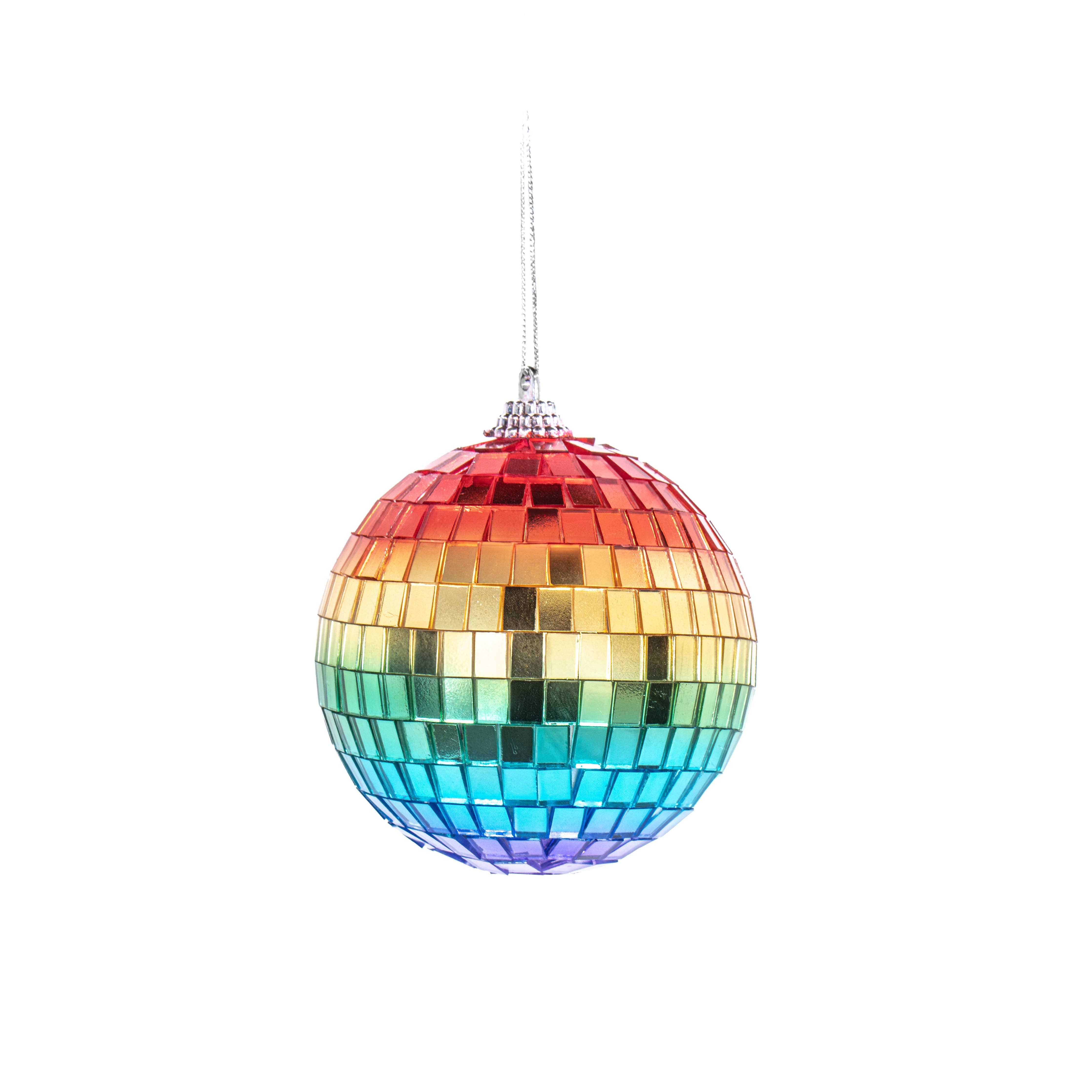 Baumschmuck Regenbogen-Spiegelkugel von Sass & Belle – grosser verspiegelter Christbaumschmuck in Regenbogenfarben