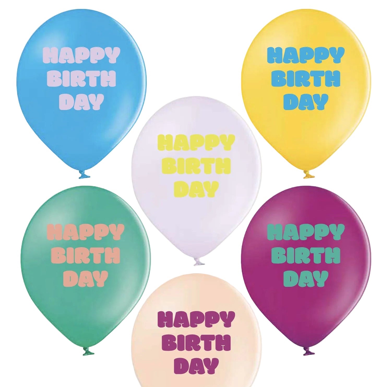 Luftballons Happy Birthday bunt – 12er Set aus 100% Naturkautschuk von Ava & Yves