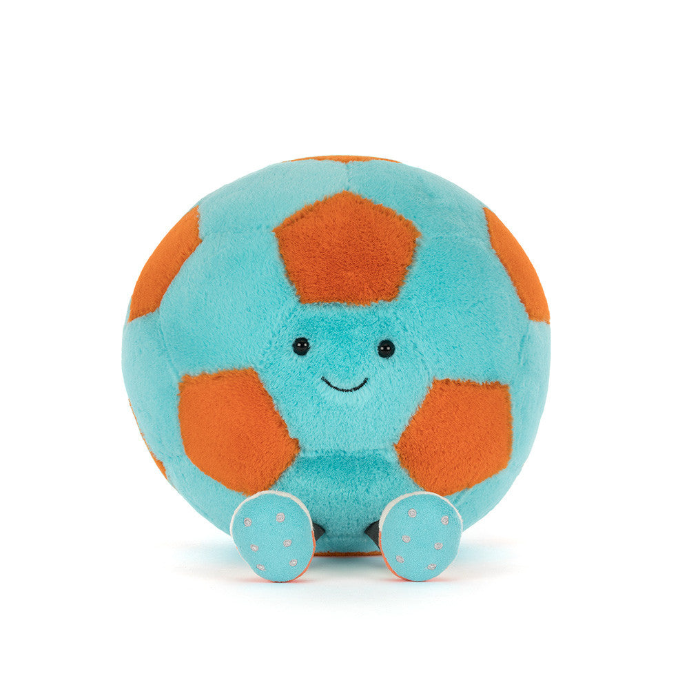 Amuseables Jellycat Football – Frontansicht Plüschfussball mit Gesicht