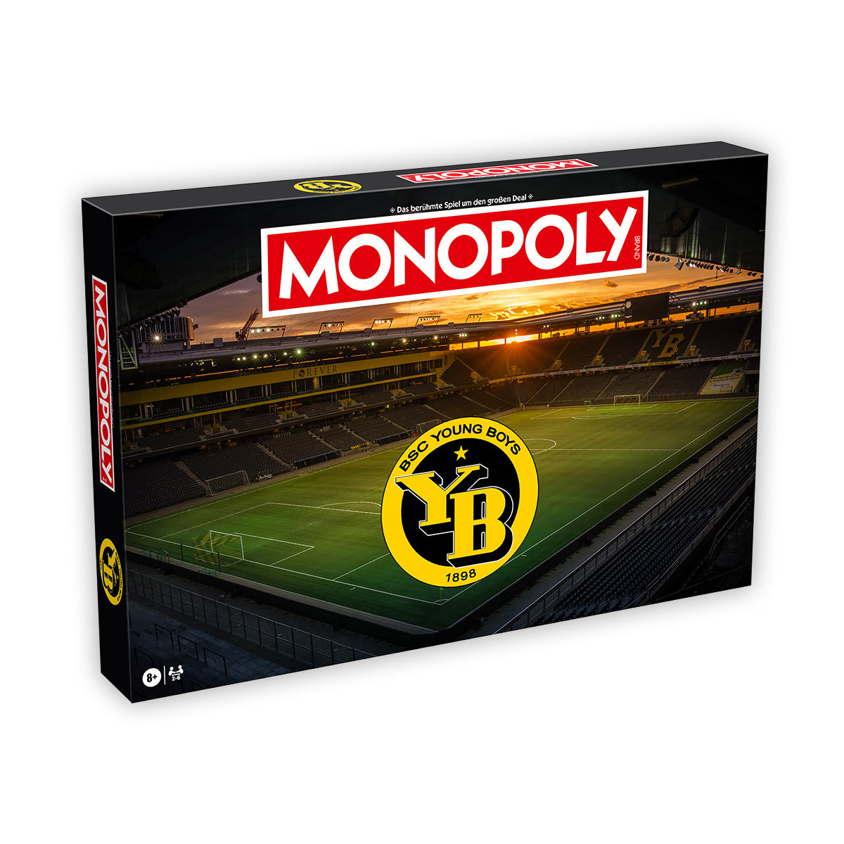 YB Monopoly BSC Young Boys Edition – Frontansicht Spielschachtel gelb-schwarz