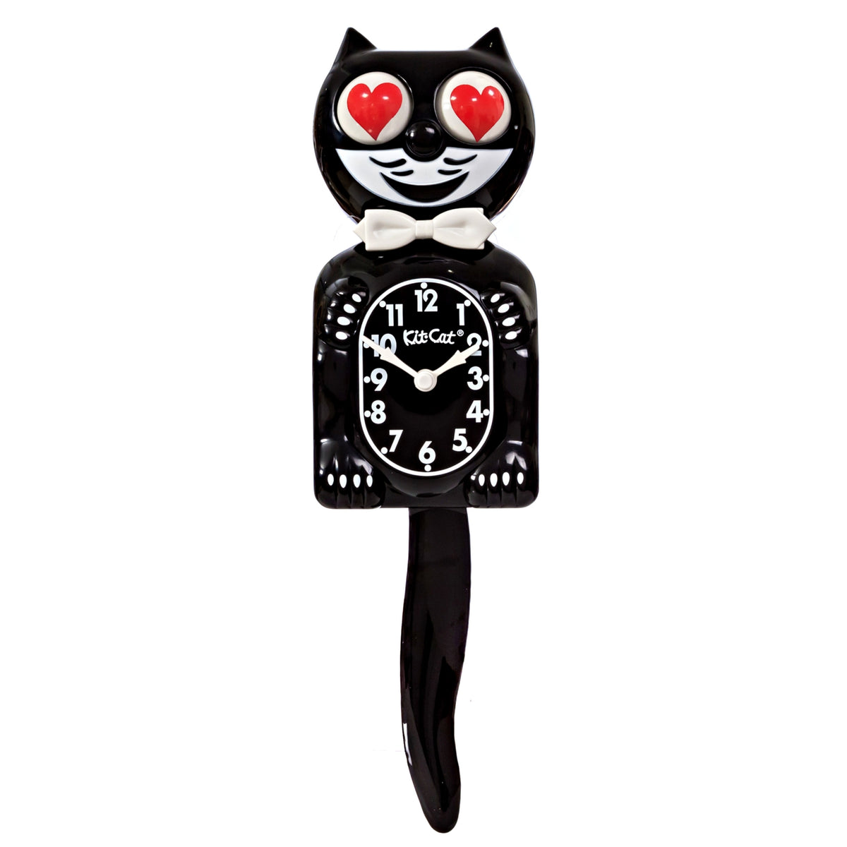 Kit-Cat Clock Seitenansicht – Katzenuhr aus robustem Kunststoff, 40 cm, schwarz